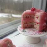 Dollhouse Miniature Cherry Cake With Oven Mitt