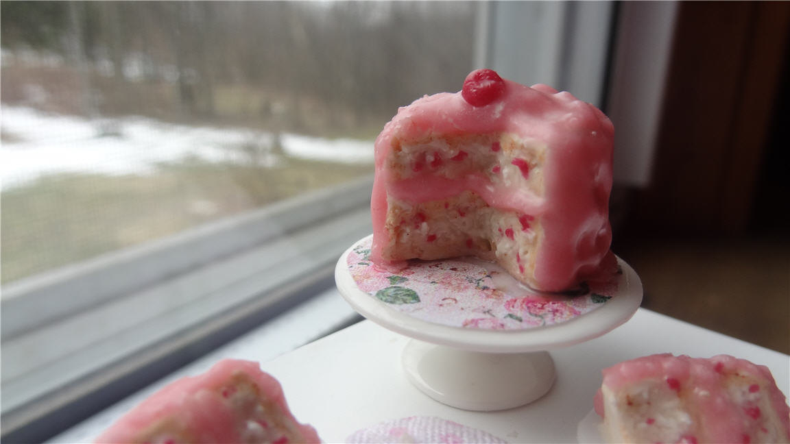 Dollhouse Miniature Cherry Cake With Oven Mitt