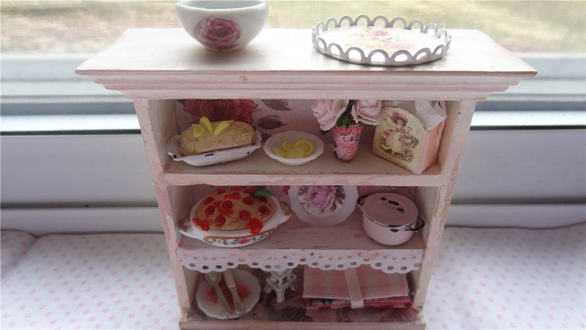 Dollhouse Miniature Pink Paris Vintage Pantry Hutch