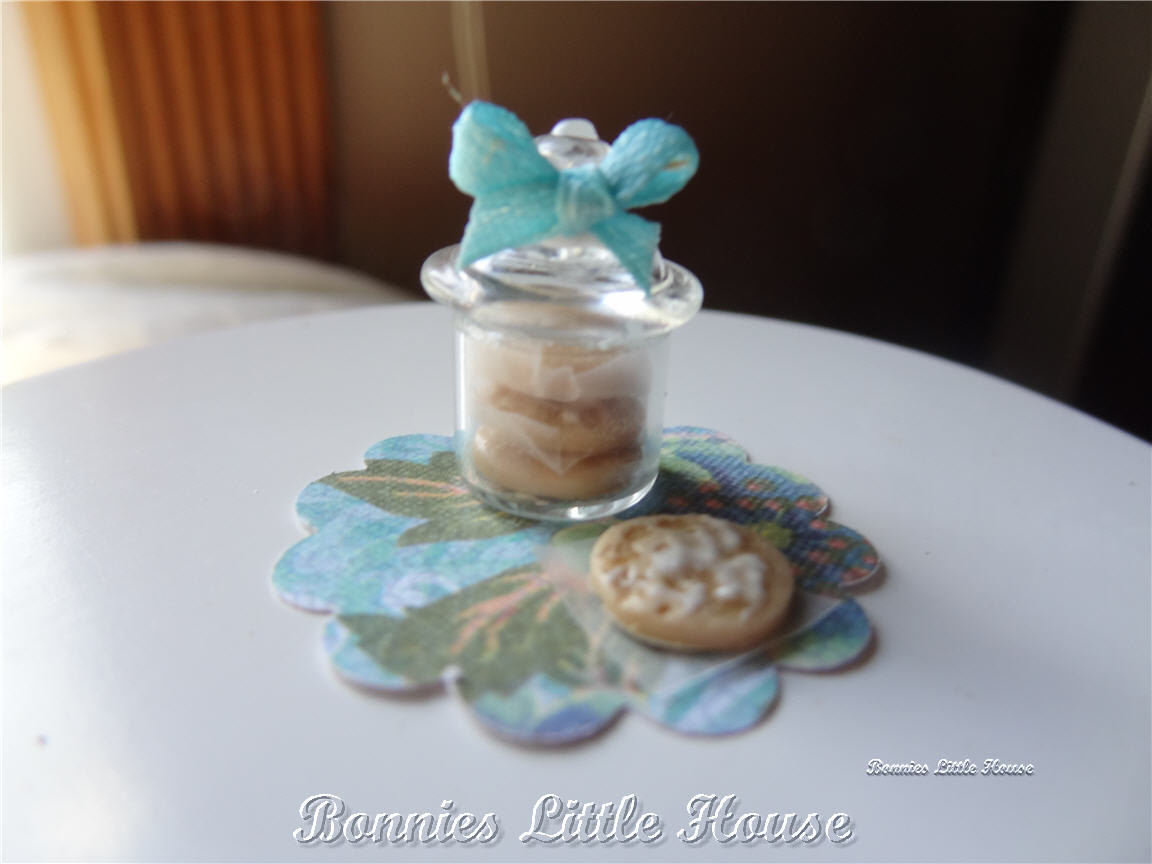Miniature Shabby Chic Blue Cookie Jar-miniature Dollhouse Food
